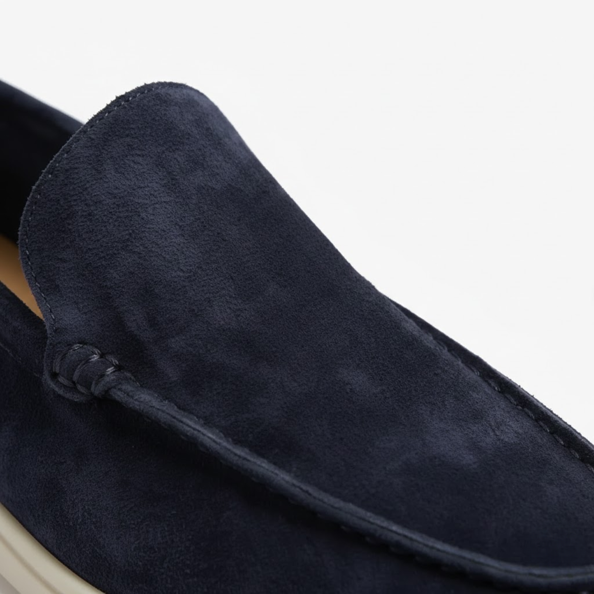 Men's Moccasins with Visible Stitching and Flexible Sole — Dark blue