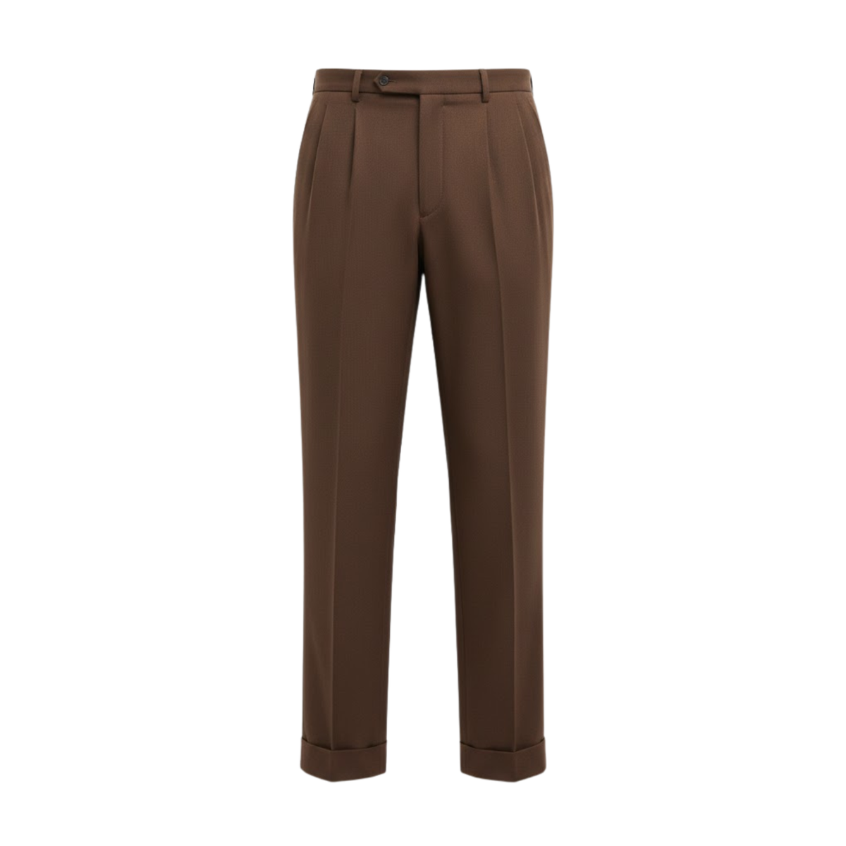 Men's suit trousers with a straight cut and high waist in style — Coffee