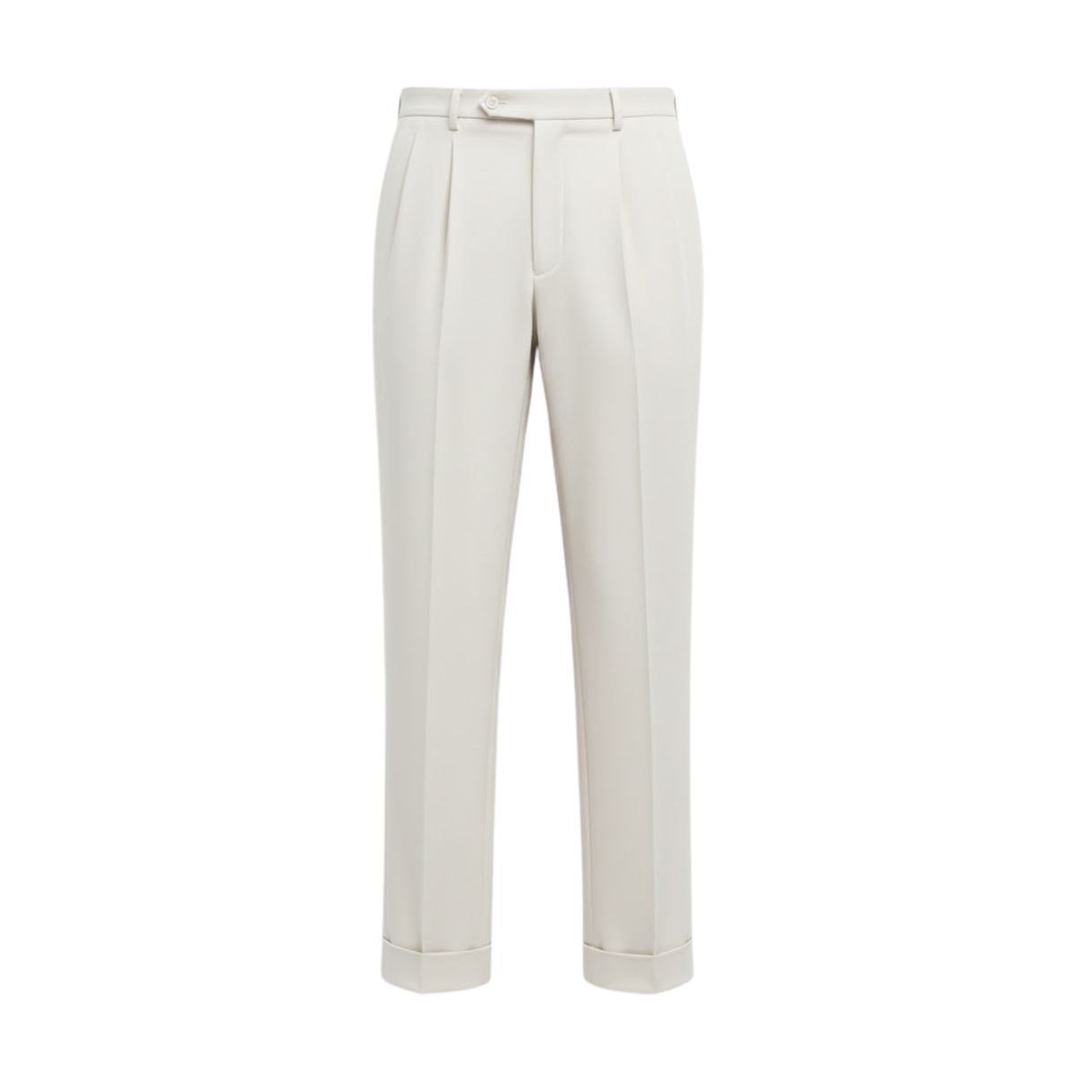 Men's suit trousers with a straight cut and high waist in style — Beige