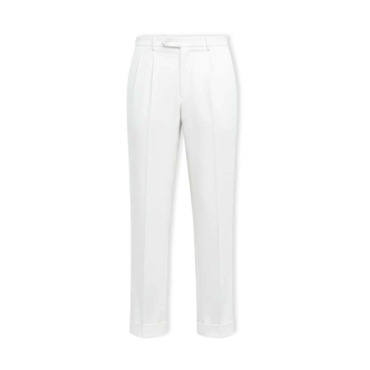 Men's suit trousers with a straight cut and high waist in style — White