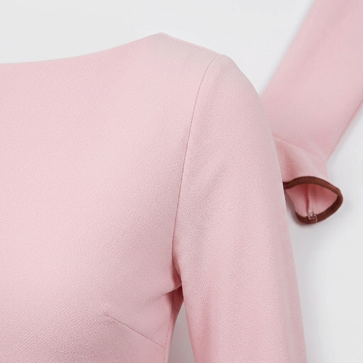 Fitted Short Dress with Long Sleeves and Contrasting Ruffle Hem — product view
