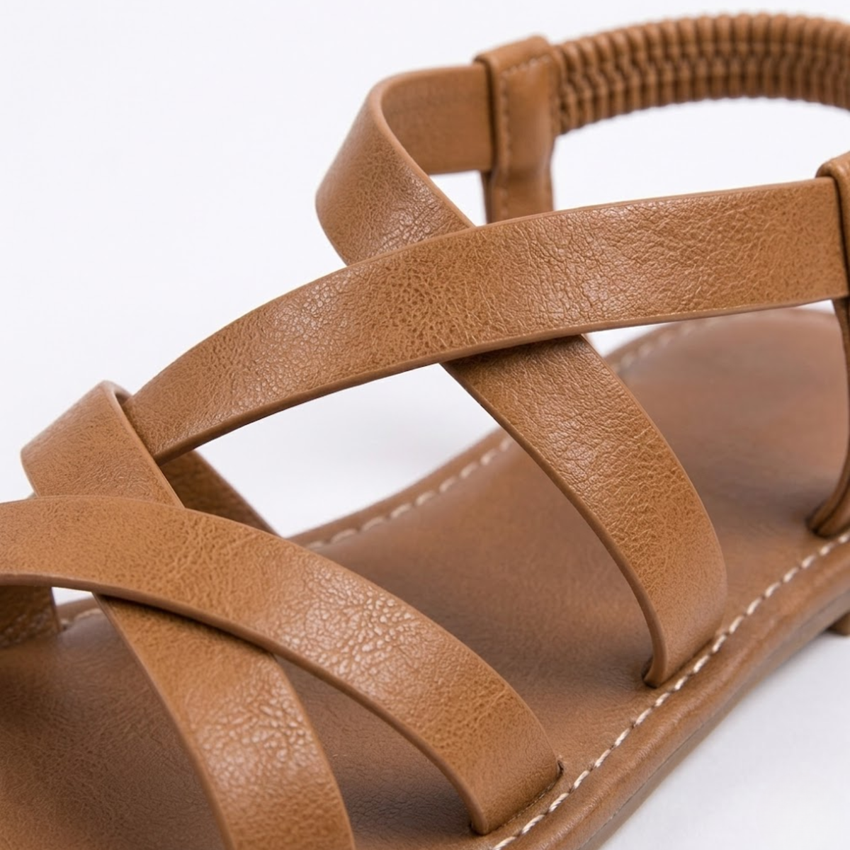 Flat Sandals with Crisscross Straps and Ankle Buckle for Women — product view