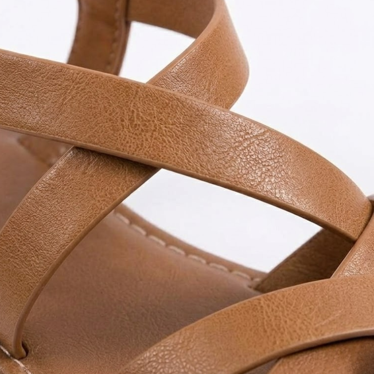 Flat Sandals with Crisscross Straps and Ankle Buckle for Women — product view