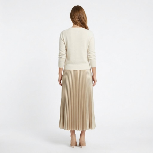 High-Waisted Elastic Satin Pleated Long Skirt for Women — product view