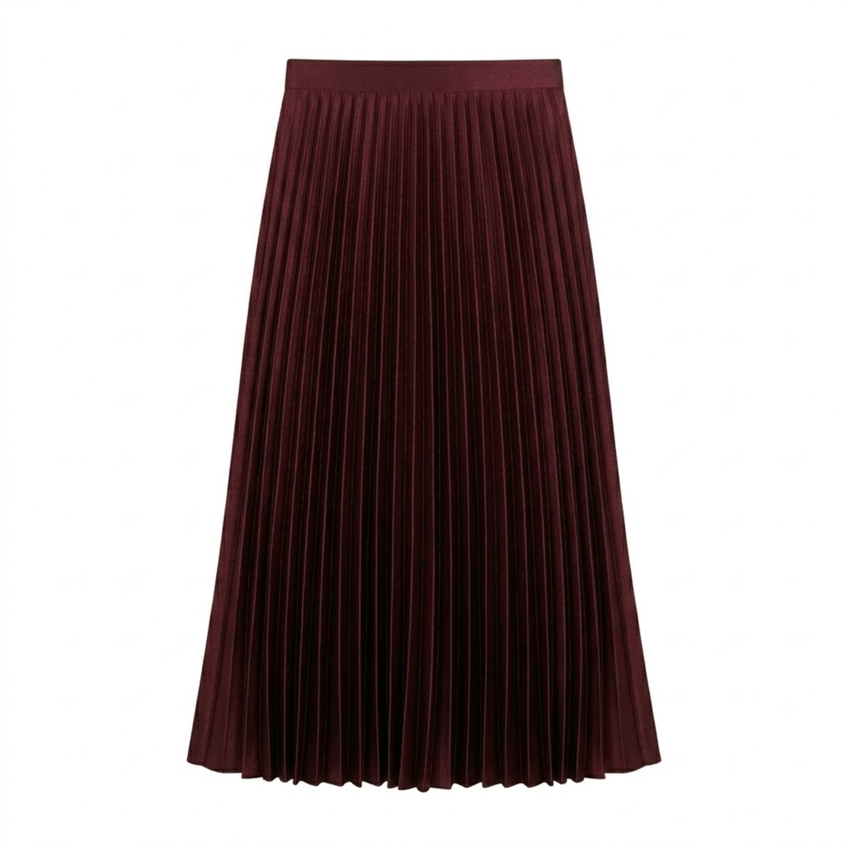 Jupe pour femme à finition satinée et taille haute — Bordeaux