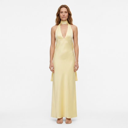 Long Evening Dress with Deep V-Neck and Open Back for Women — image 1