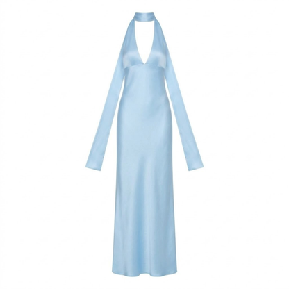 Long Evening Dress with Deep V-Neck and Open Back for Women — image 6