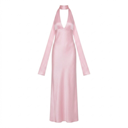 Long Evening Dress with Deep V-Neck and Open Back for Women — image 4