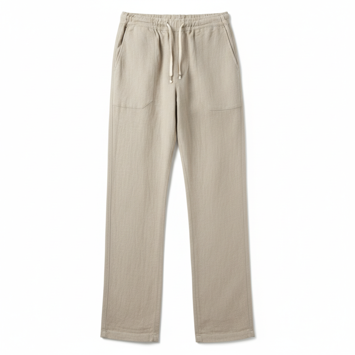Men's Pants with Elastic Waist and Straight Cut — Khaki