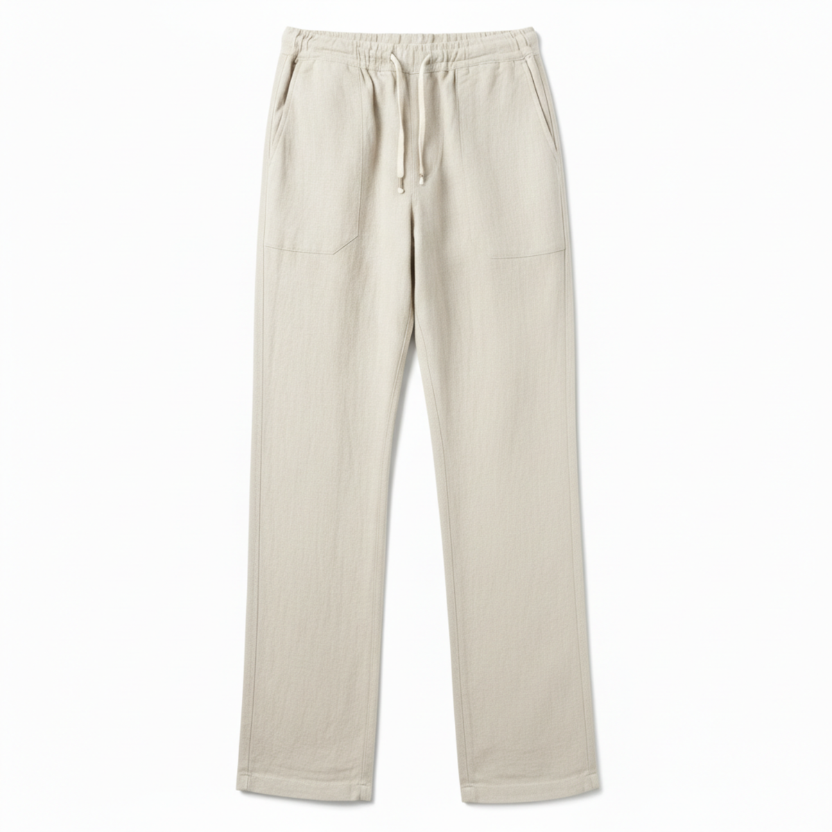 Men's Pants with Elastic Waist and Straight Cut — Beige