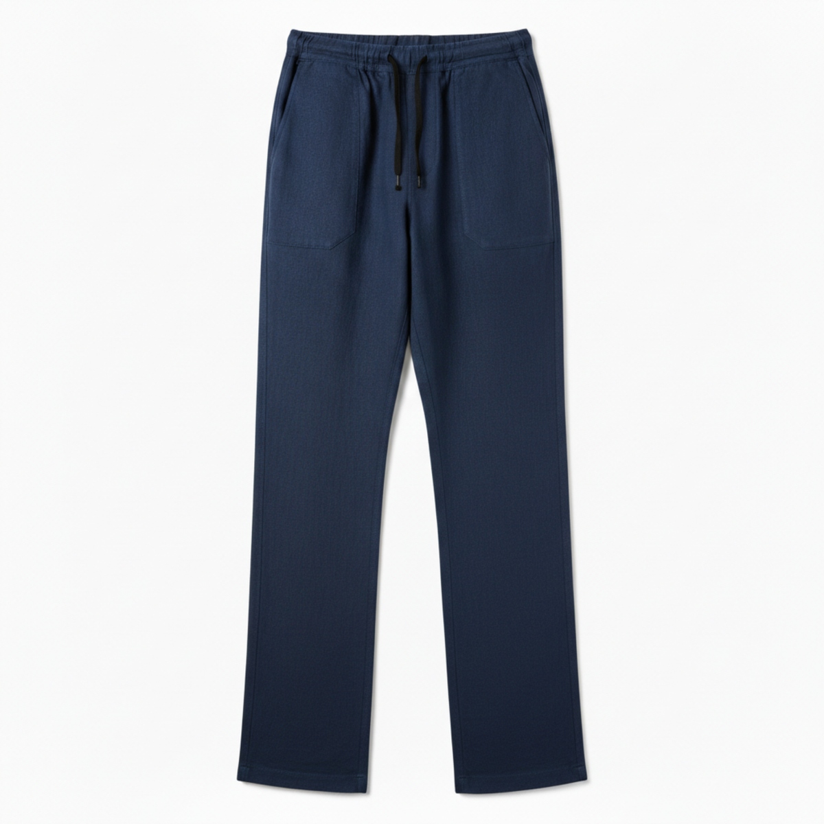 Men's Pants with Elastic Waist and Straight Cut — Navy Blue
