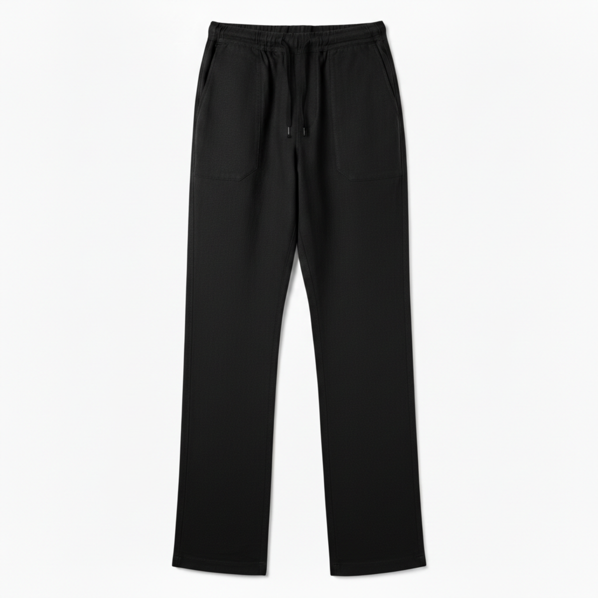 Men's Pants with Elastic Waist and Straight Cut — Black