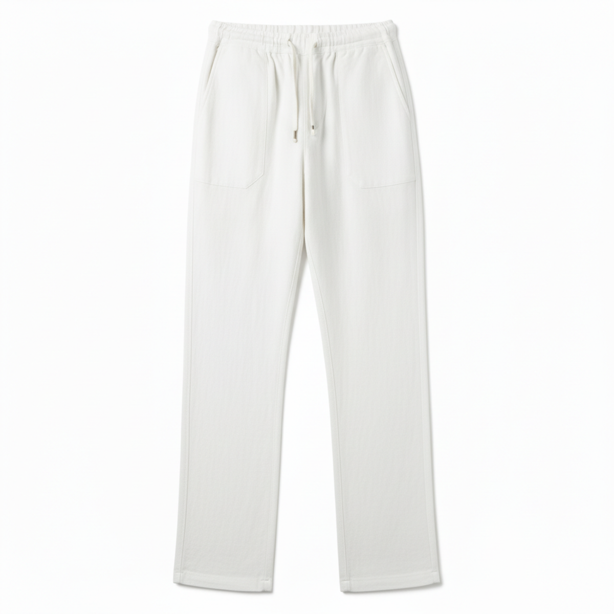Men's Pants with Elastic Waist and Straight Cut — White