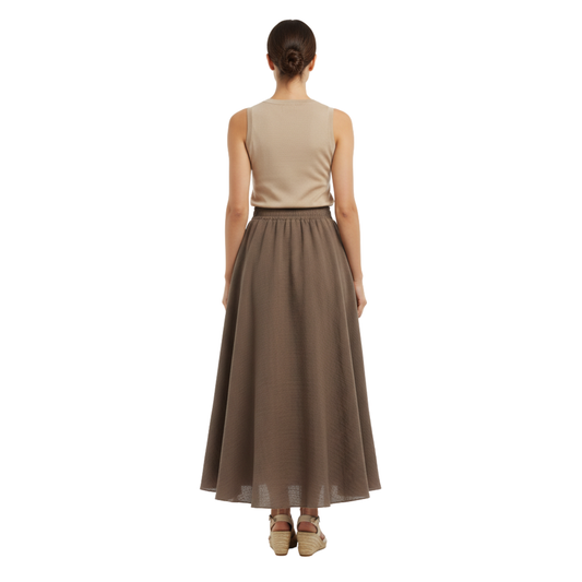 Women's Flared Maxi Skirt with High Elastic Waist — product view