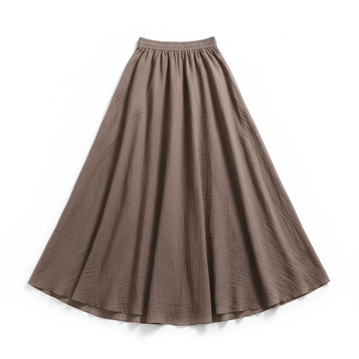 Women's Flared Maxi Skirt with High Elastic Waist — Brown