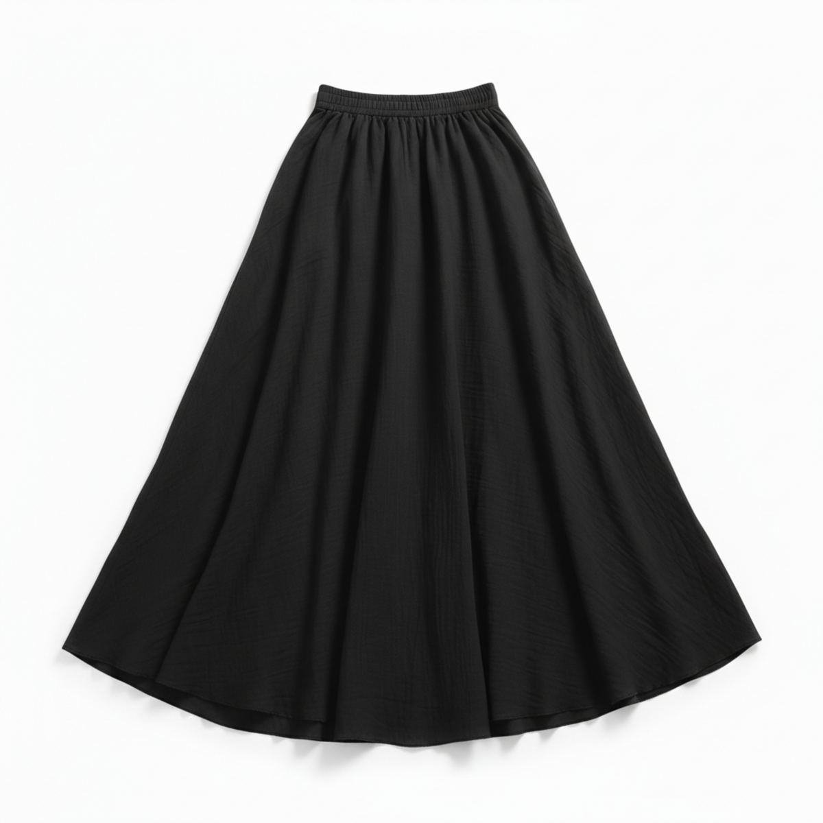Women's Flared Maxi Skirt with High Elastic Waist — Black