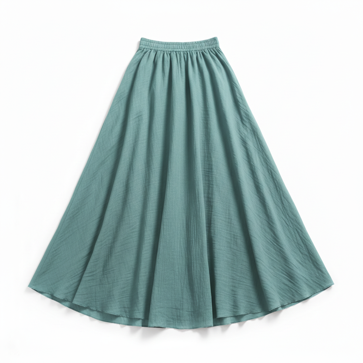 Women's Flared Maxi Skirt with High Elastic Waist — Light Blue