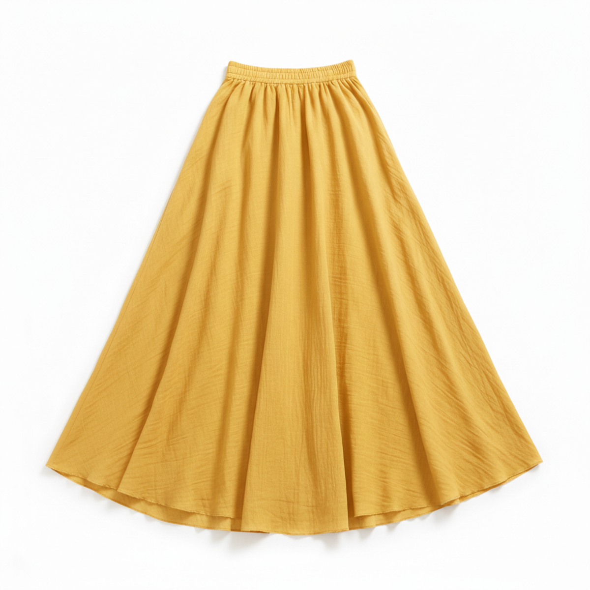 Women's Flared Maxi Skirt with High Elastic Waist — Yellow