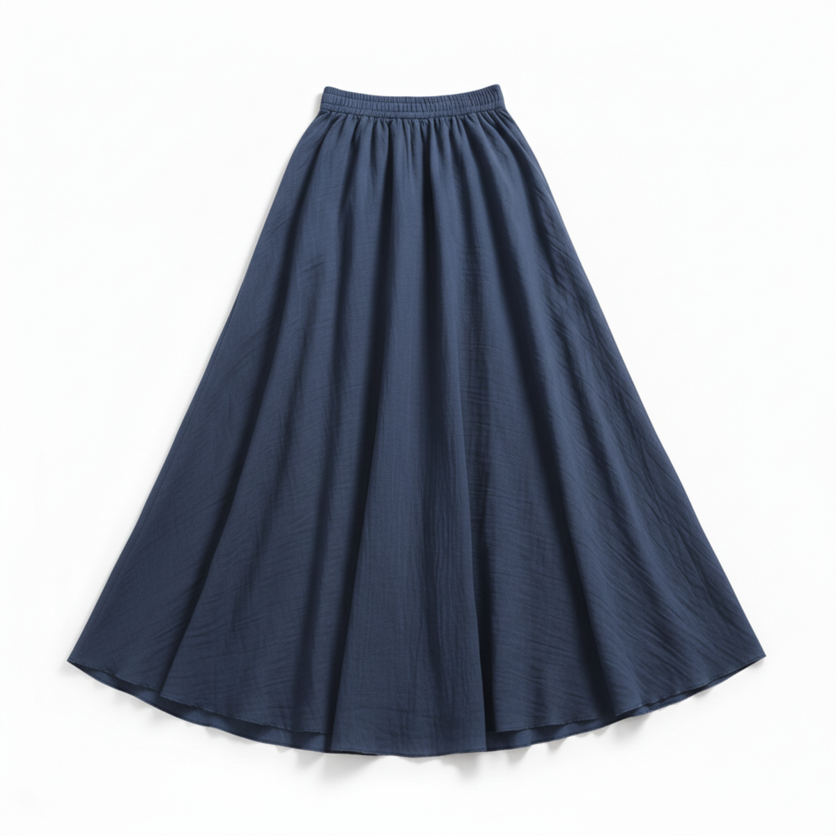 Women's Flared Maxi Skirt with High Elastic Waist — Navy