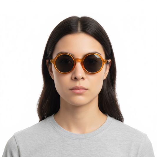 Retro round sunglasses with lenses — product view