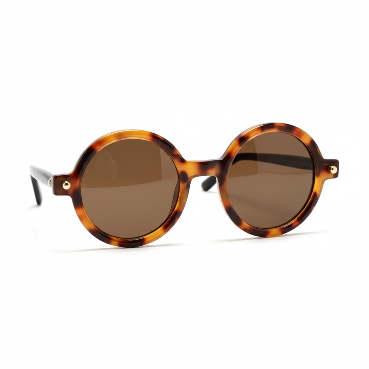 Retro round sunglasses with lenses — Brown/Amber