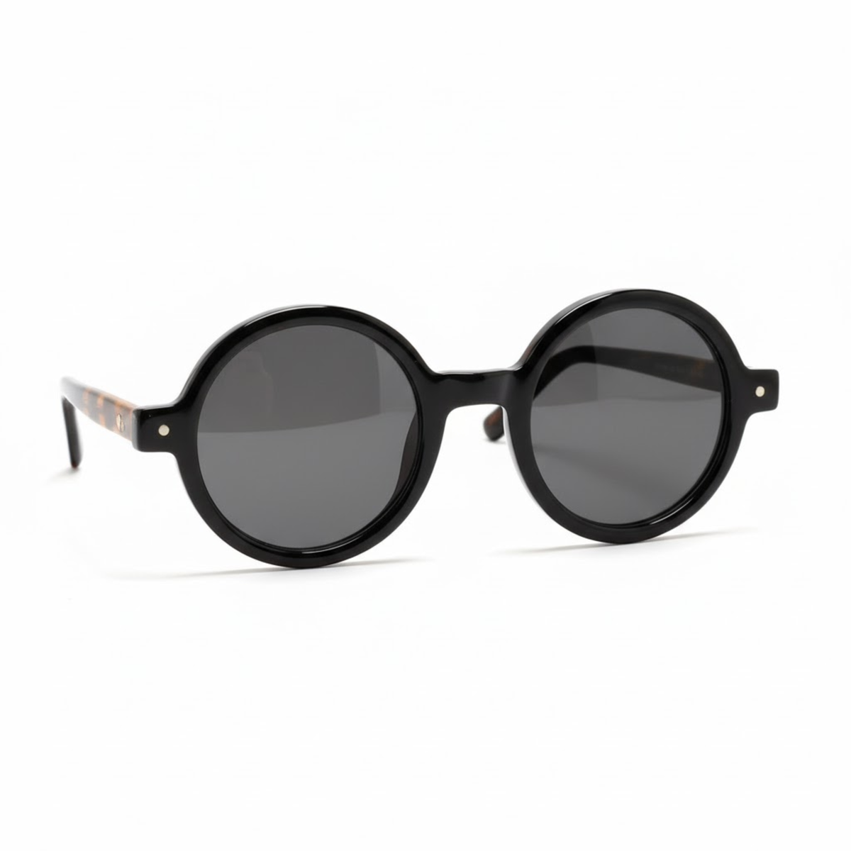 Retro round sunglasses with lenses — Black/Grey