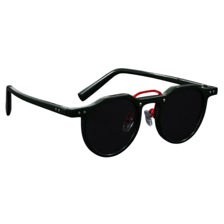 Lunettes de soleil rondes vintage, monture unisexe — Vert