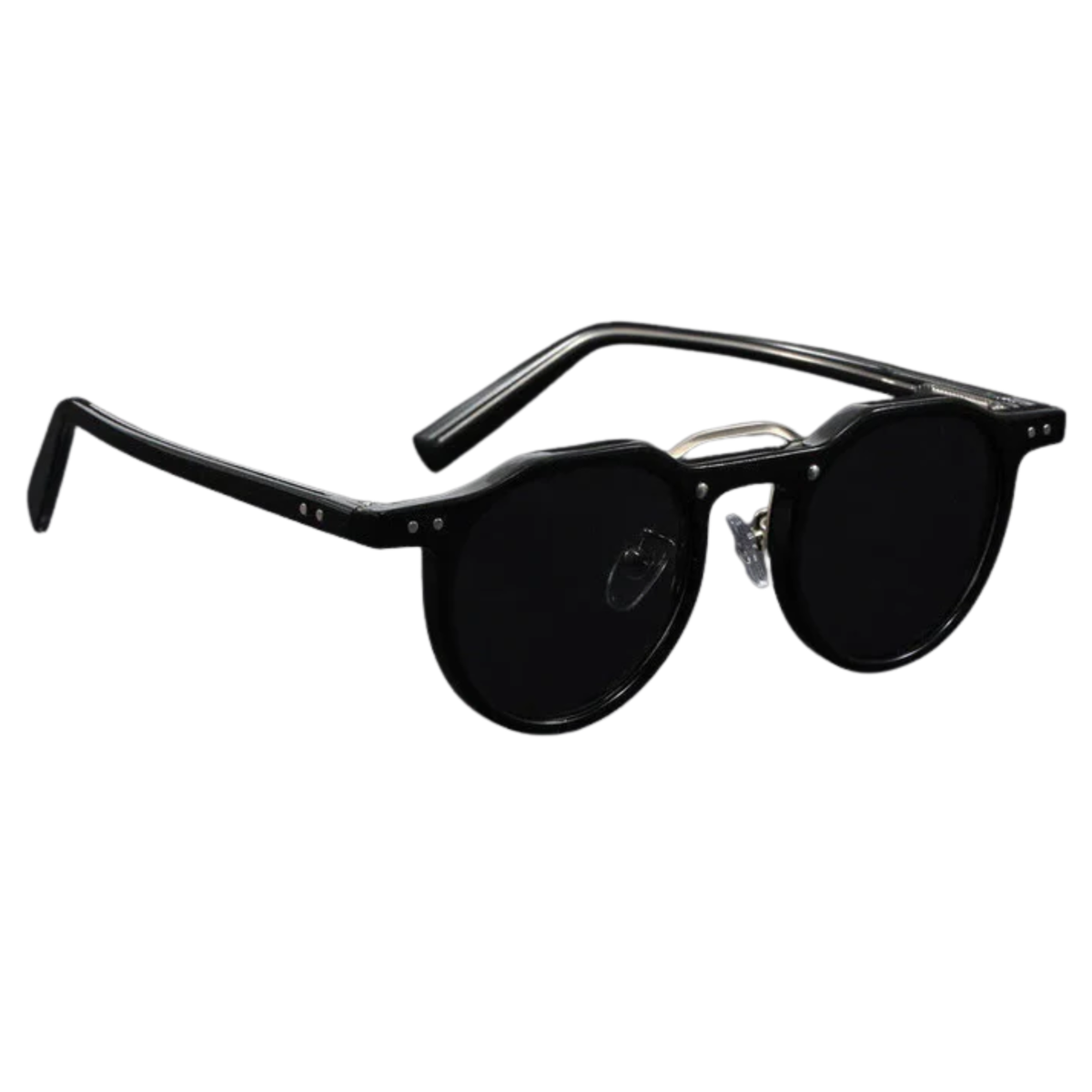 Lunettes de soleil rondes vintage, monture unisexe — Noir