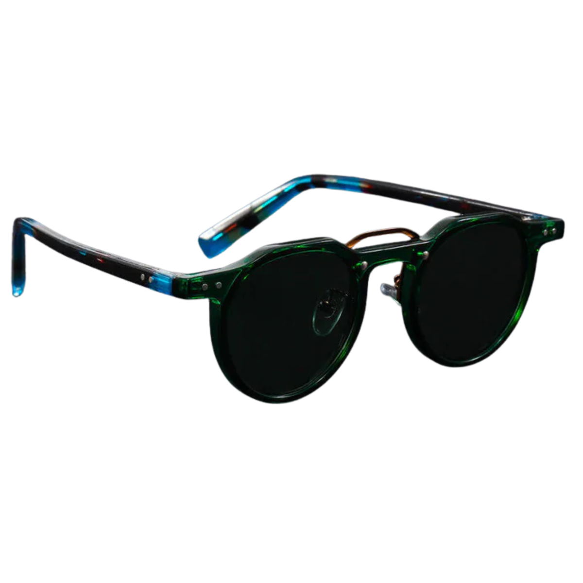 Lunettes de soleil rondes vintage, monture unisexe — Vert foncé