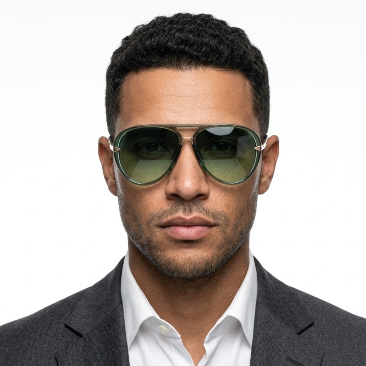 Lunettes de soleil pour femmes et hommes avec une monture aviateur et des verres teintés — Blanc