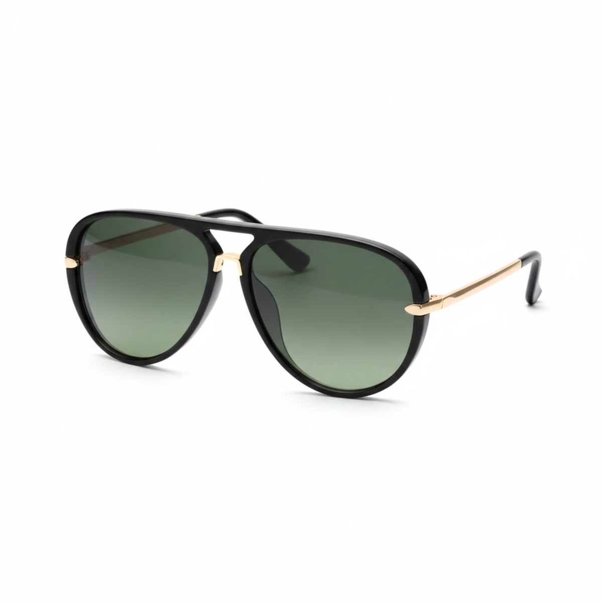 Lunettes de soleil pour femmes et hommes avec une monture aviateur et des verres teintés — Noir/Vert