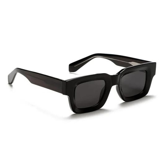 Square sunglasses with thick frame lenses unisex — Black/Grey