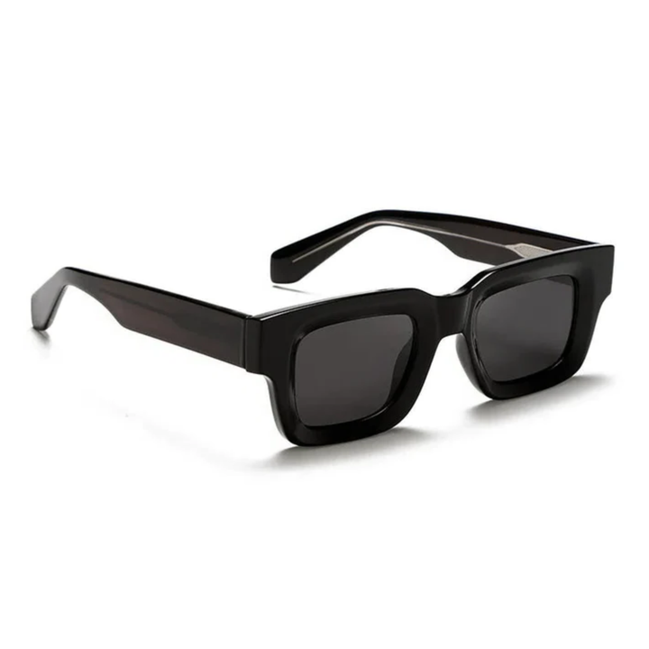 Lunettes de soleil pour femmes et hommes à forme carrée et monture épaisse — Noir/Gris
