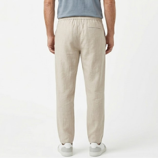 Men's Straight-Leg Pants with Elastic Waist and Drawstring — product view