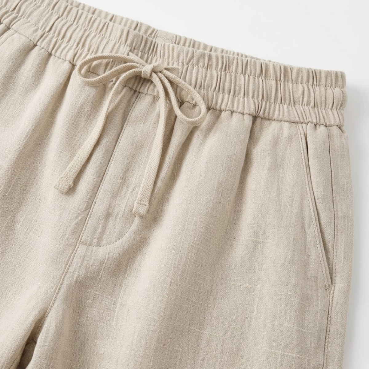 Men's Straight-Leg Pants with Elastic Waist and Drawstring — product view