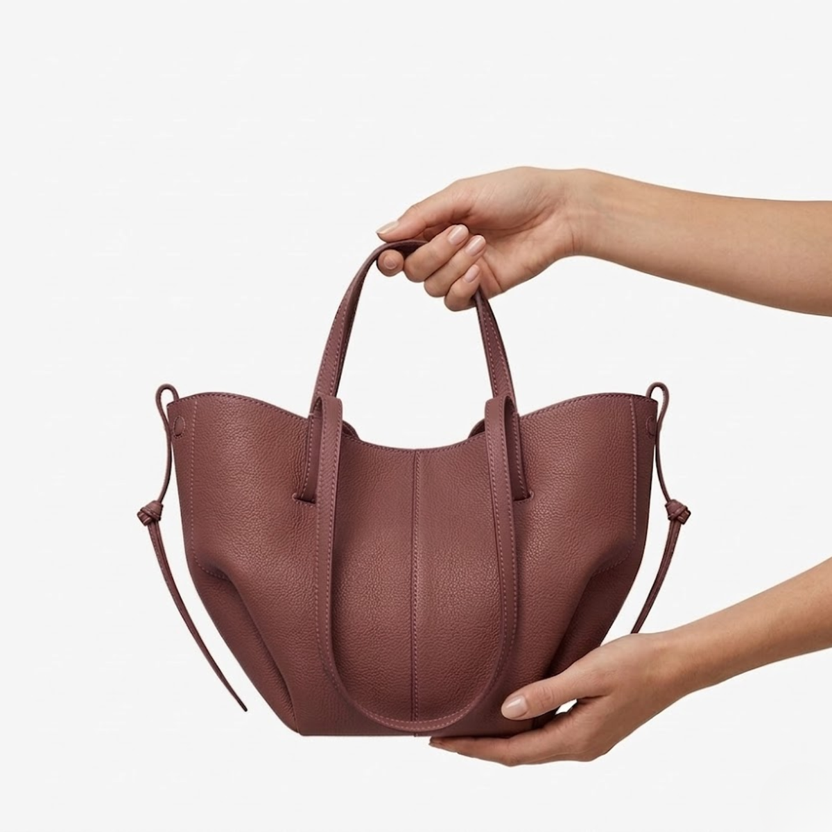Large Capacity Handbag with Pleated Wings for Women — Lilac