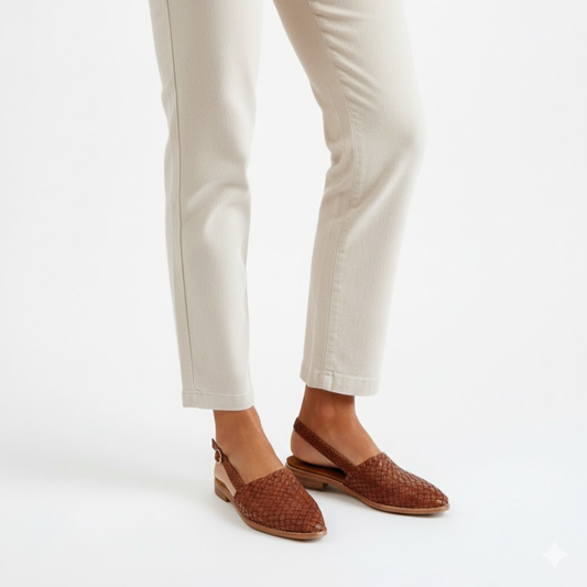 Pointed Toe Woven Slingbacks with Back Strap for Women — product view