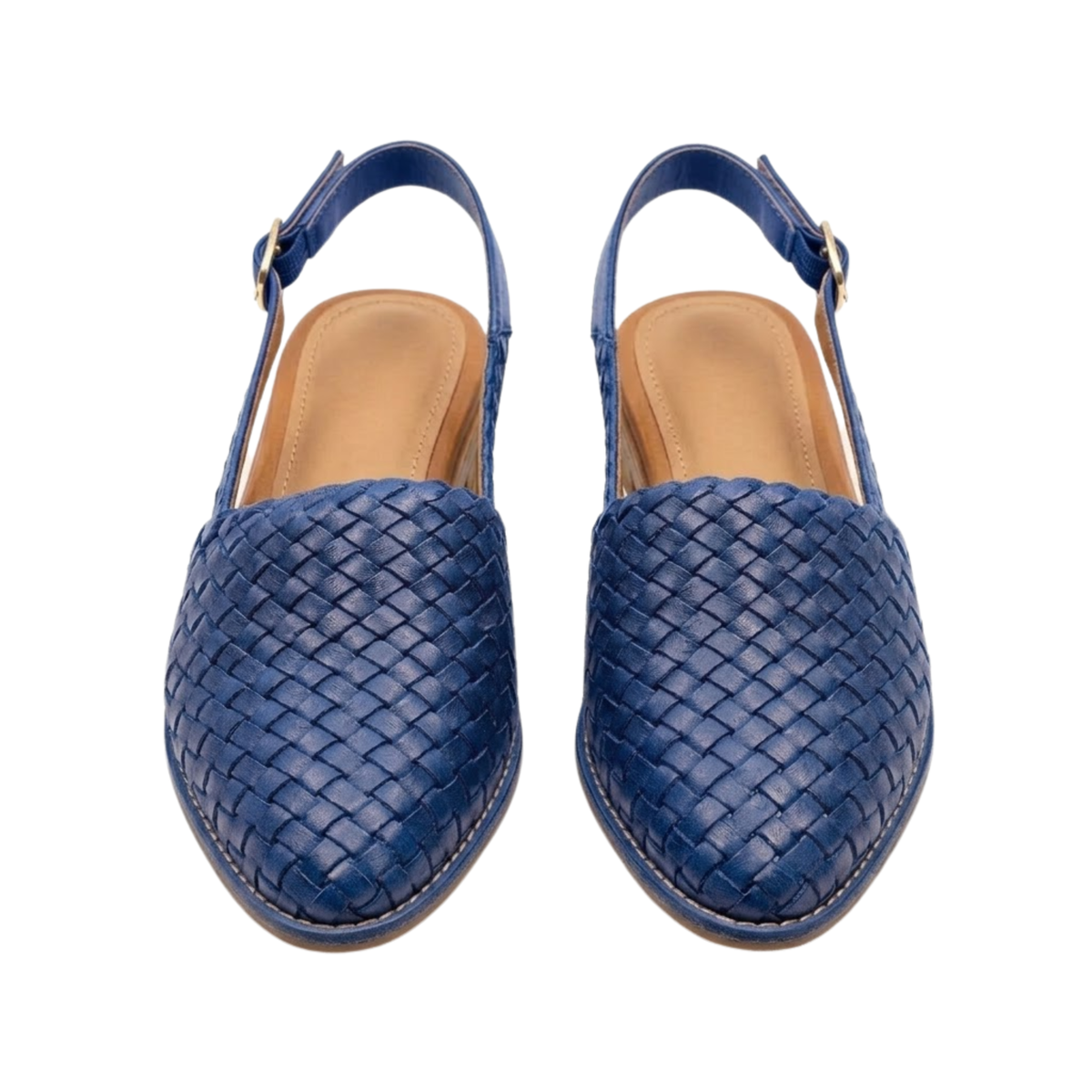 Slingback-Ballerinas für Damen mit spitzer Kappe und geflochtener Struktur — Blau