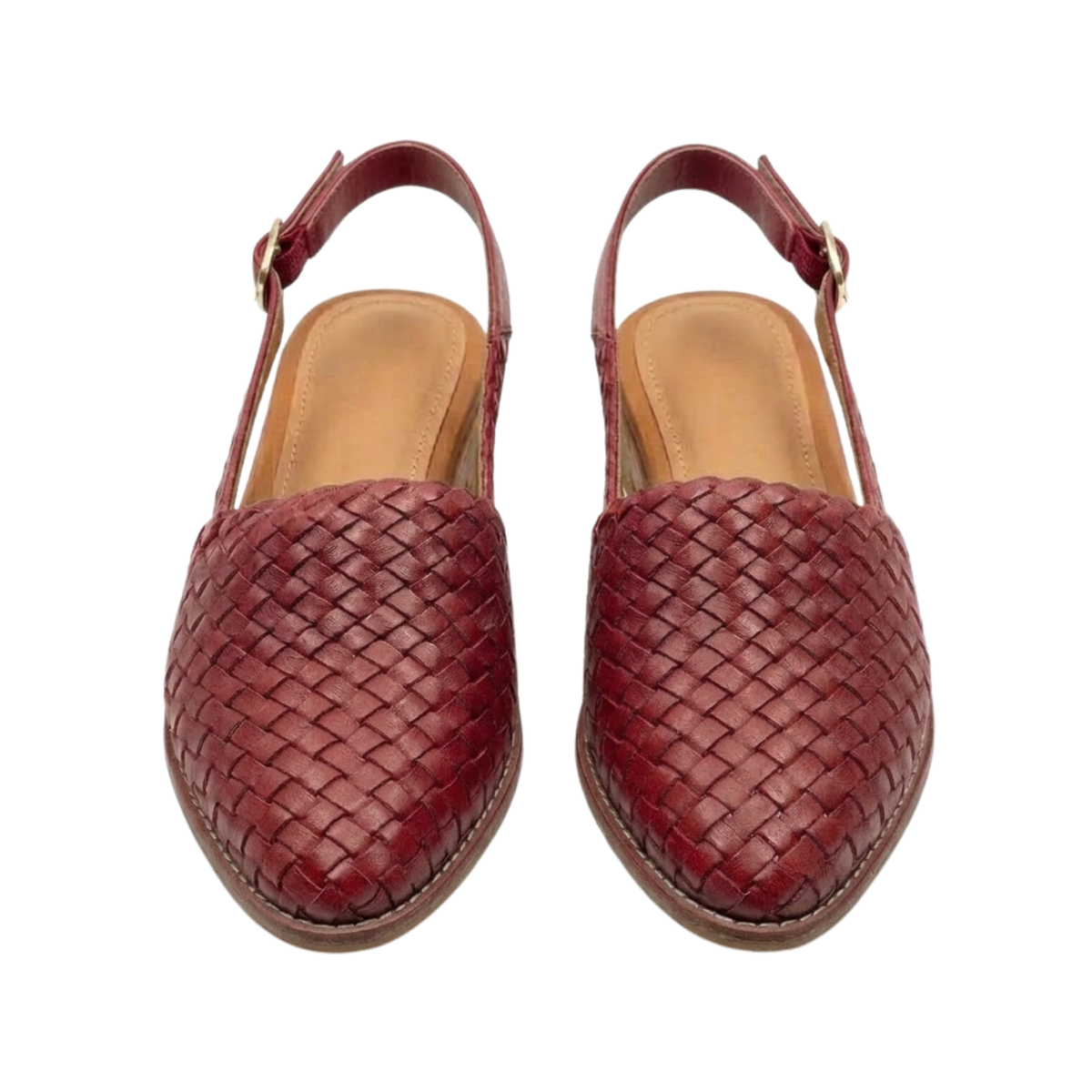 Slingback-Ballerinas für Damen mit spitzer Kappe und geflochtener Struktur — Rot