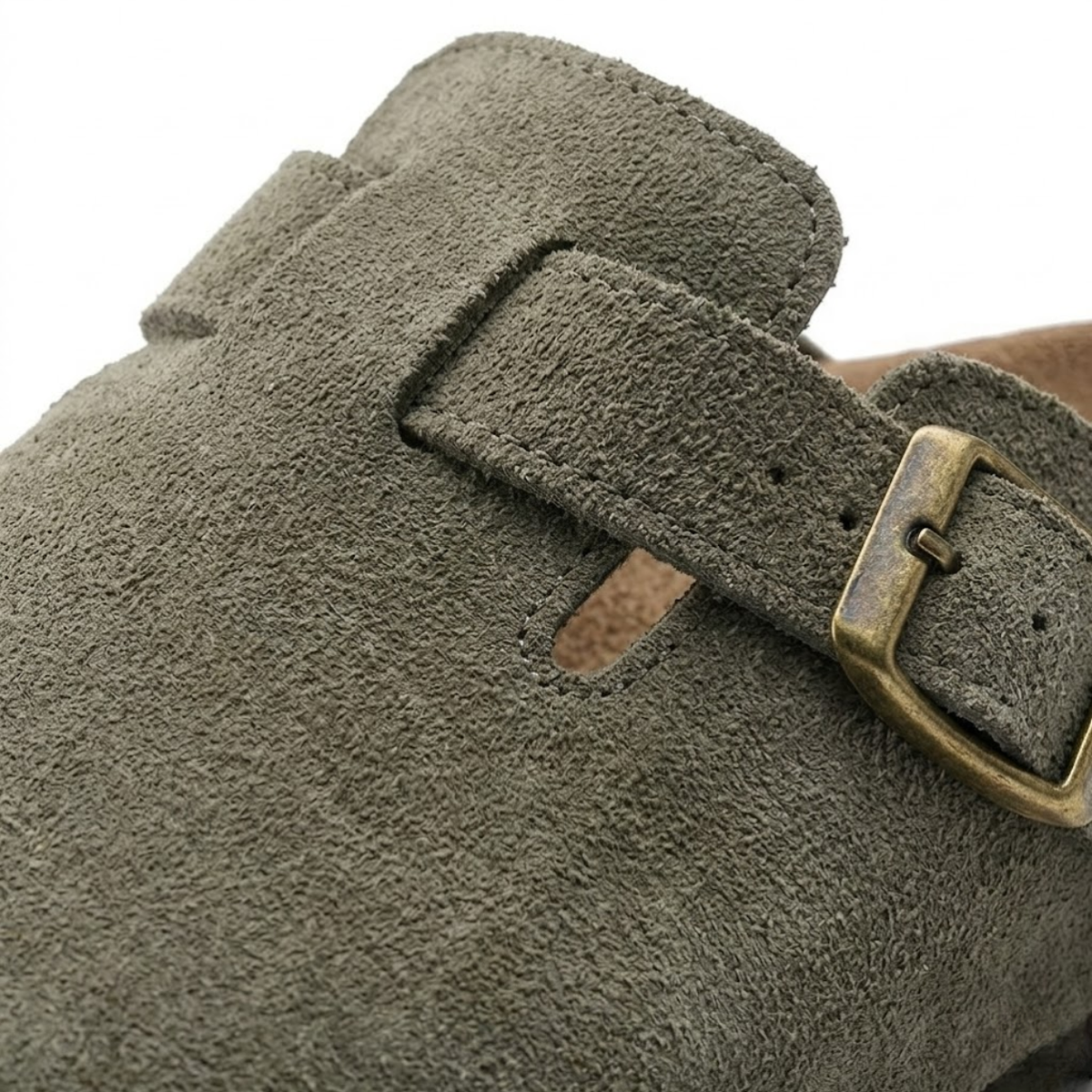 Clogs with Cork Sole and Adjustable Buckle for Women — Army Green