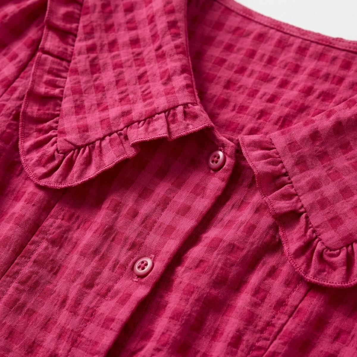 Long Plaid Dress with Peter Pan Collar and Puff Sleeves for Women — product view