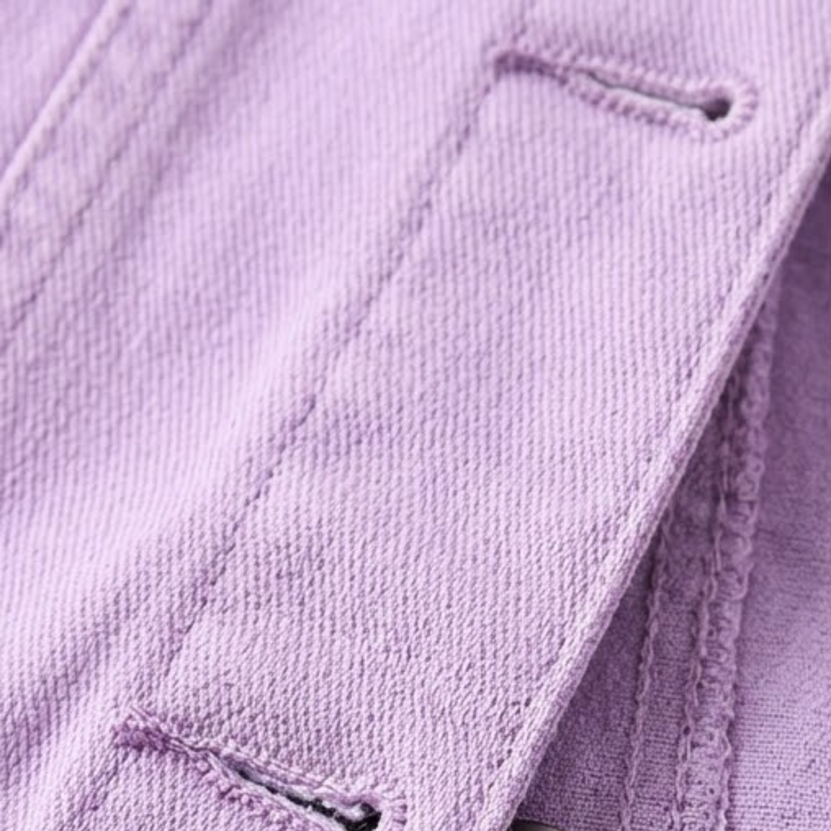 Short Denim Jacket with Buttons and Chest Pockets for Women — Purple