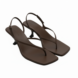 Low Heel Sandals with Back Strap and Square Toe for Women — Dark Brown