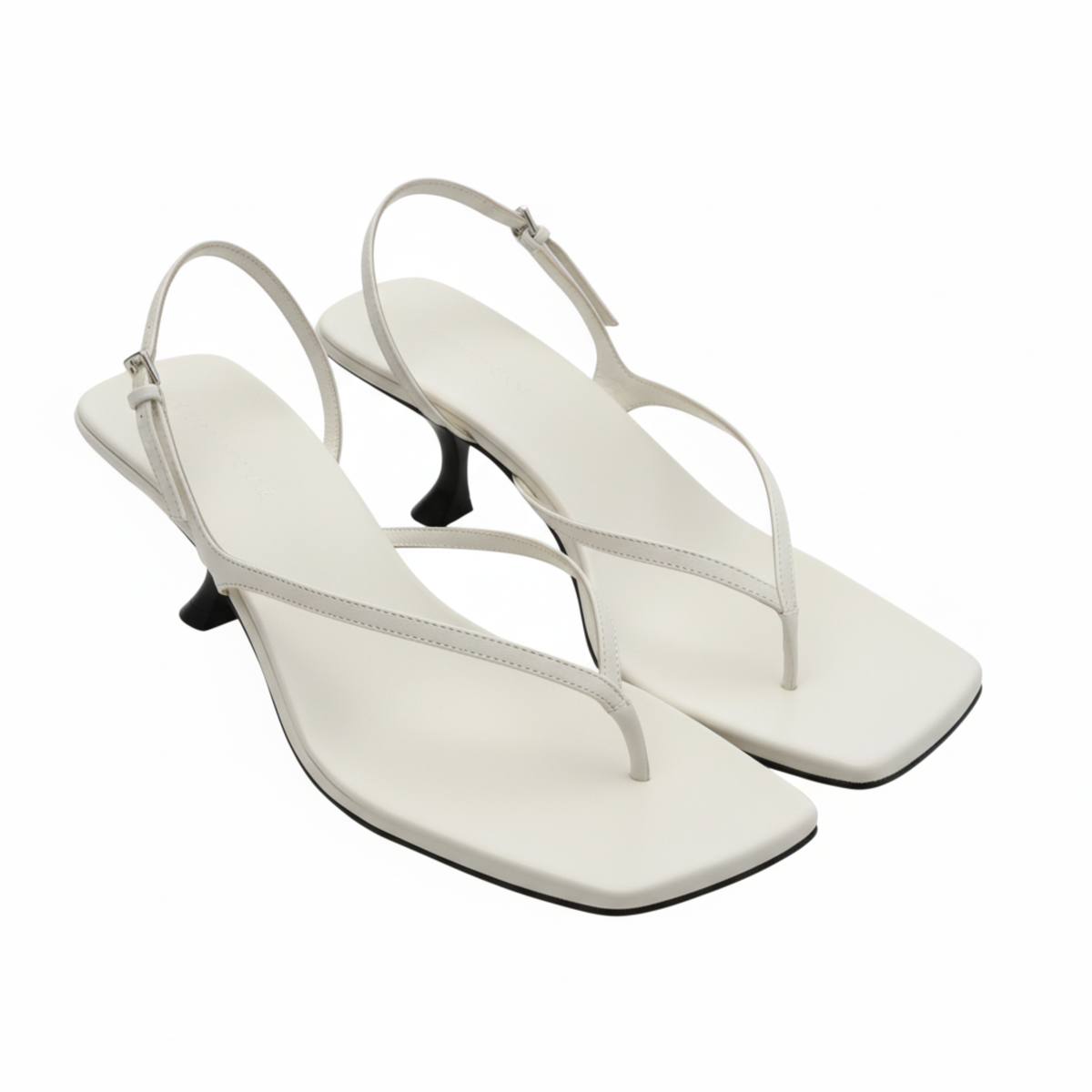 Sandales pour femme à petit talon, bout carré et bride arrière — Blanc