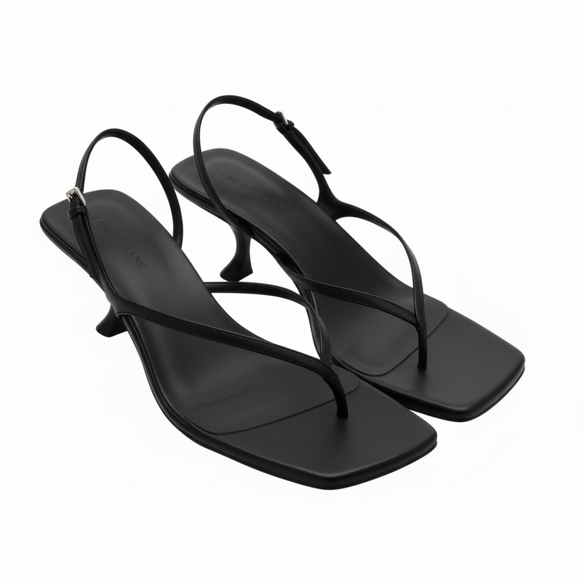 Sandales pour femme à petit talon, bout carré et bride arrière — Noir