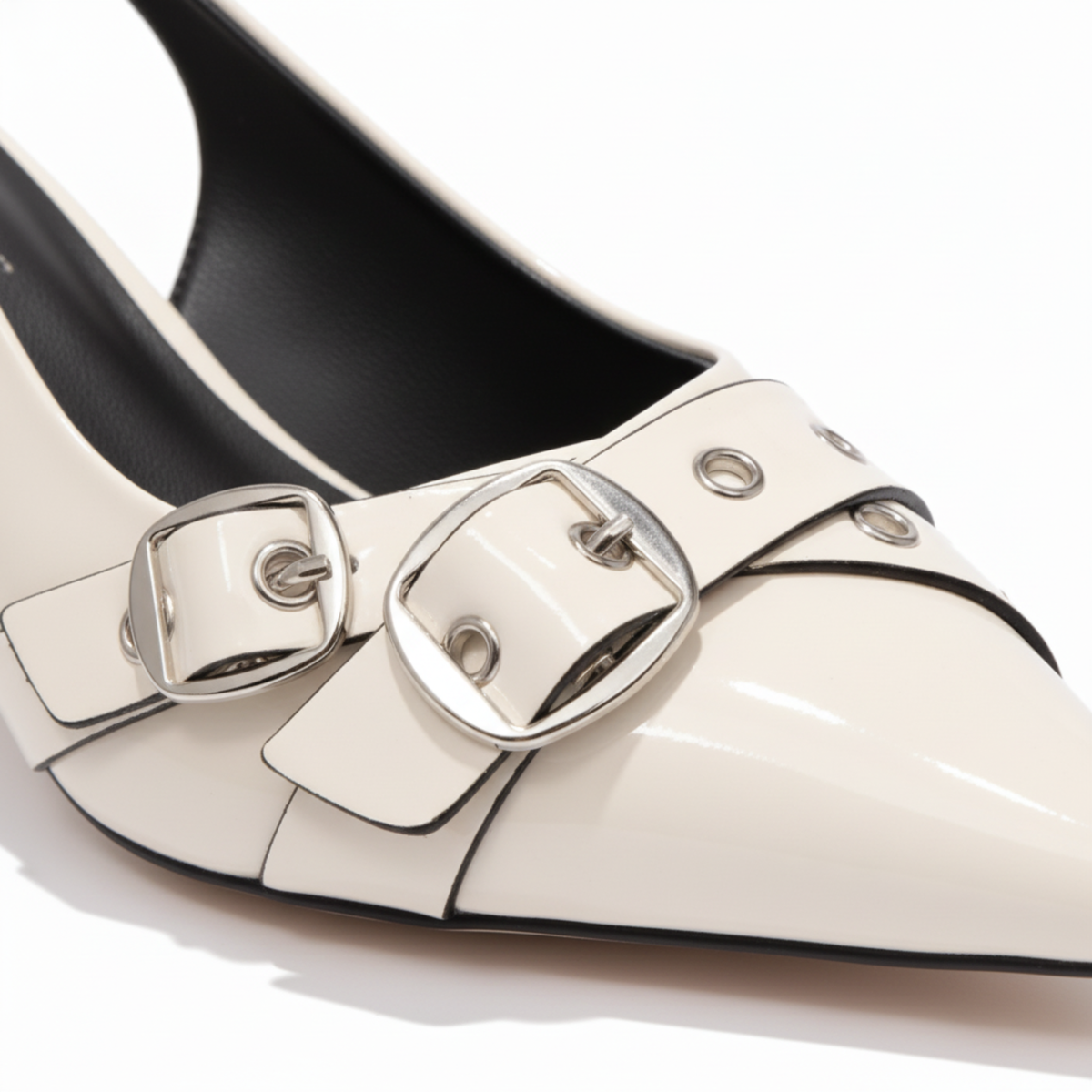 Pointed Toe Slingback Pumps with Metal Details for Women — product view