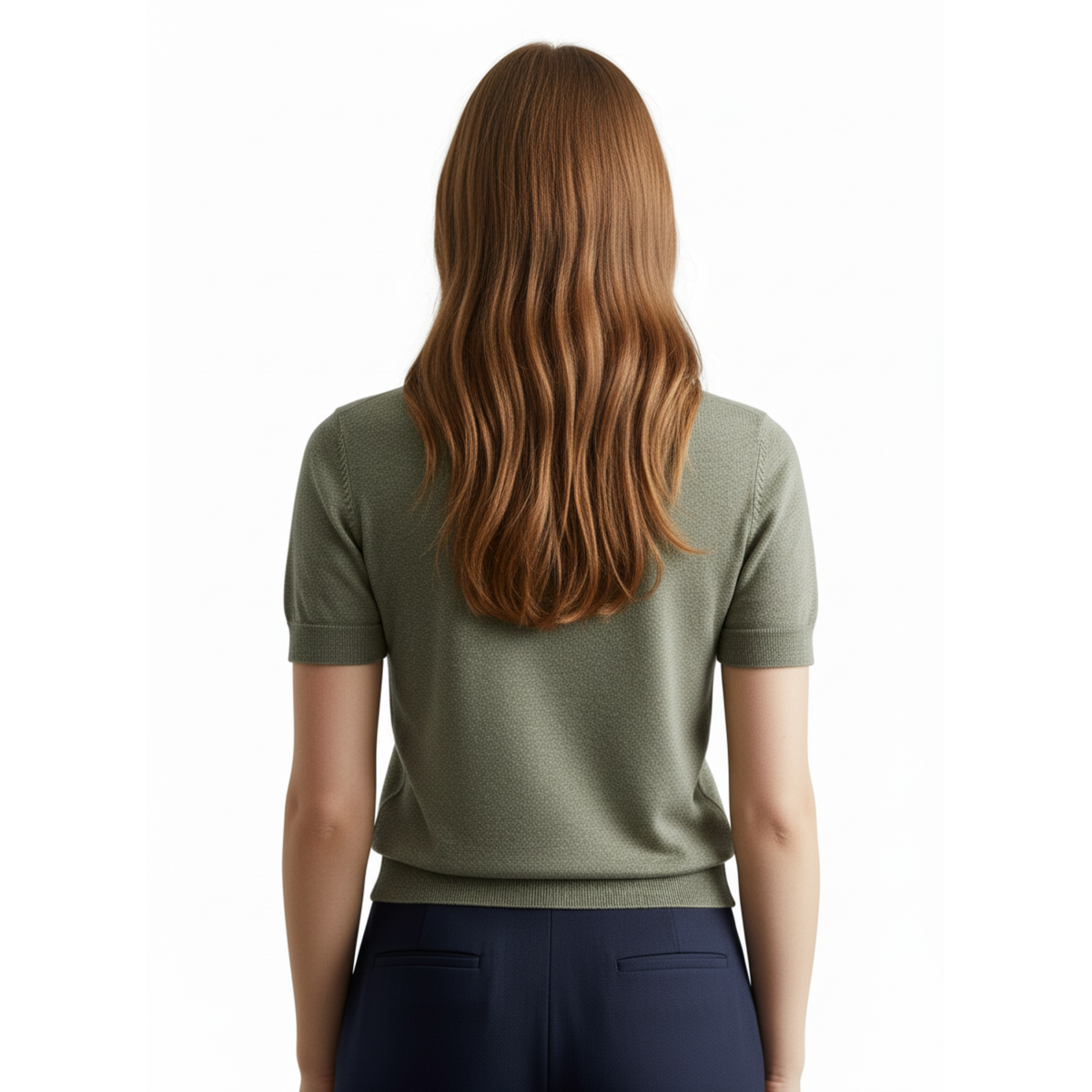 T-shirt pour femme en maille avec une silhouette ajustée — Vert