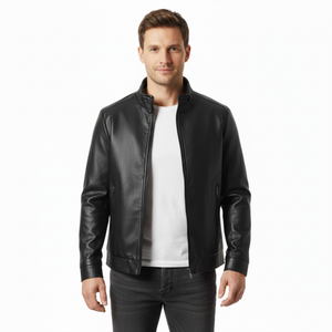 Herrenjacke mit Reißverschluss und gerippten Bündchen — Schwarz