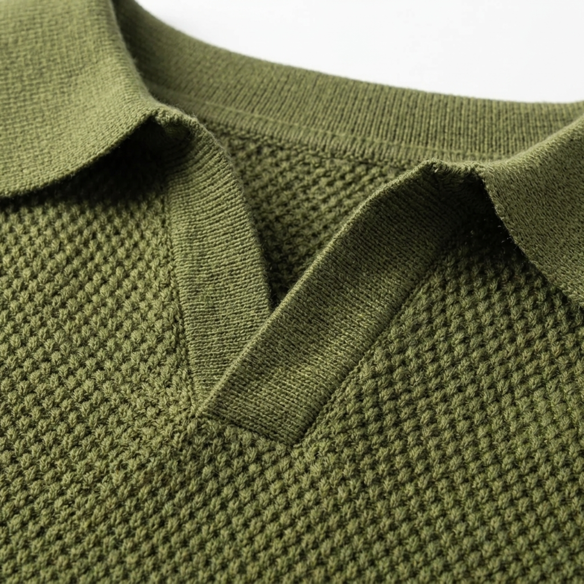 Men's short-sleeve textured piqué knit polo — casual — product view