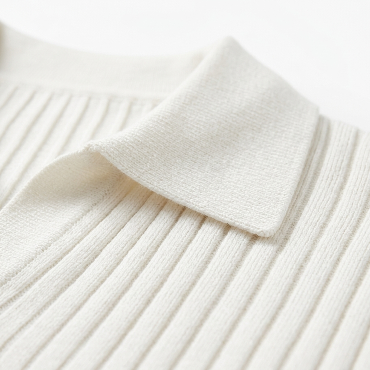Men's ribbed knit polo with V-neck and short sleeves — casual — product view